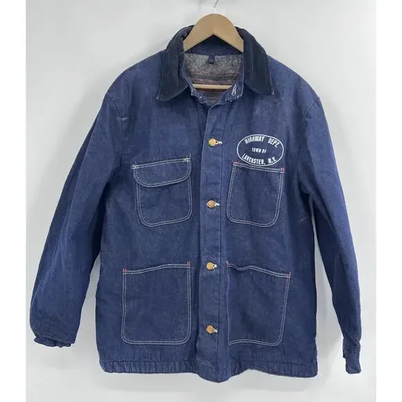 Vintage 60s Wrangler Blue Bell Denim Chore Work Coat Size 44 Highway Dept USA - Picture 1 of 8